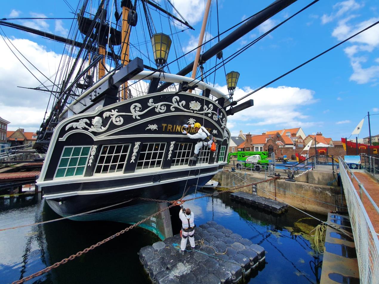 HMS Trincomalee's Letters Being Refitted After Gilding - Copyright National Museum of the Royal Navy