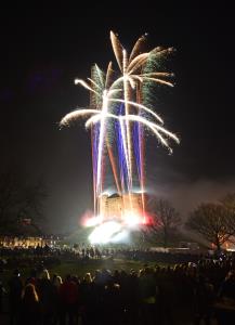 Fireworks at Clifford's Tower during the finale of JORVIK Viking Festival