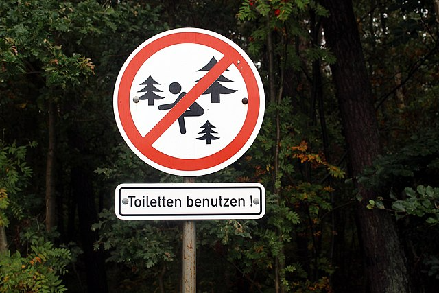 A sign in the woods