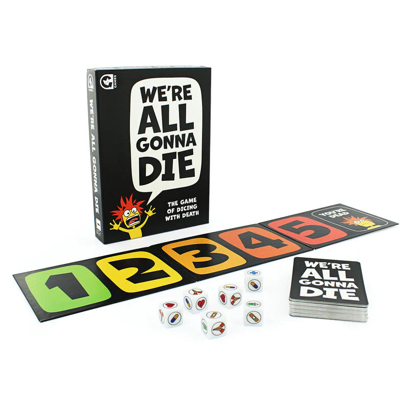 A game with dice and cardsDescription automatically generated