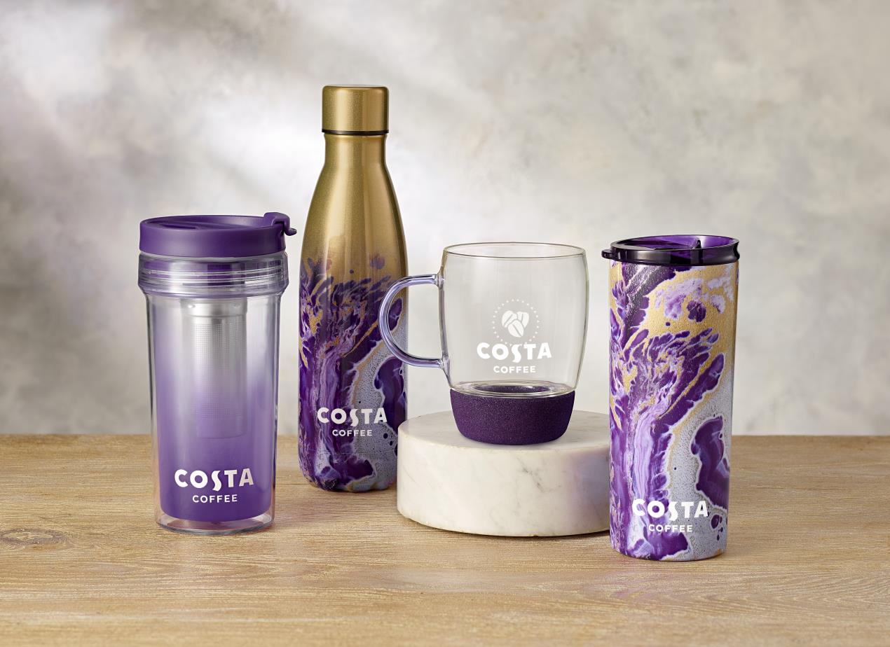 Costa Coffee Cups & Saucer Travel Glass Bottles Mugs Latte Glasses Many  Designs