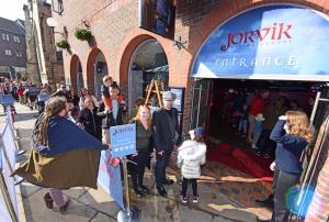 Eager visitors await a first glimpse of the new JORVIK Viking Centre