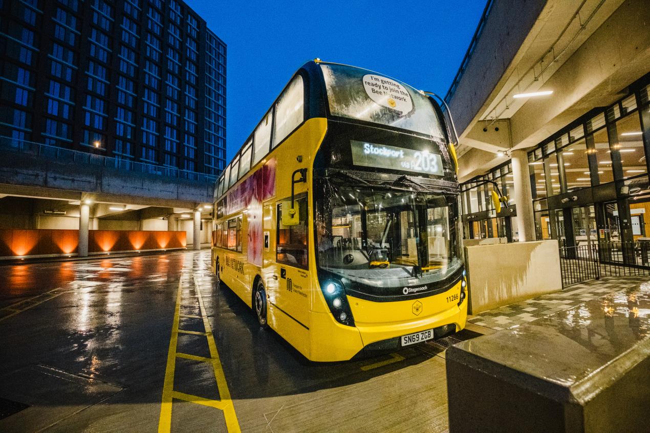 Yellow double decker bus at new Stockport Interchange
