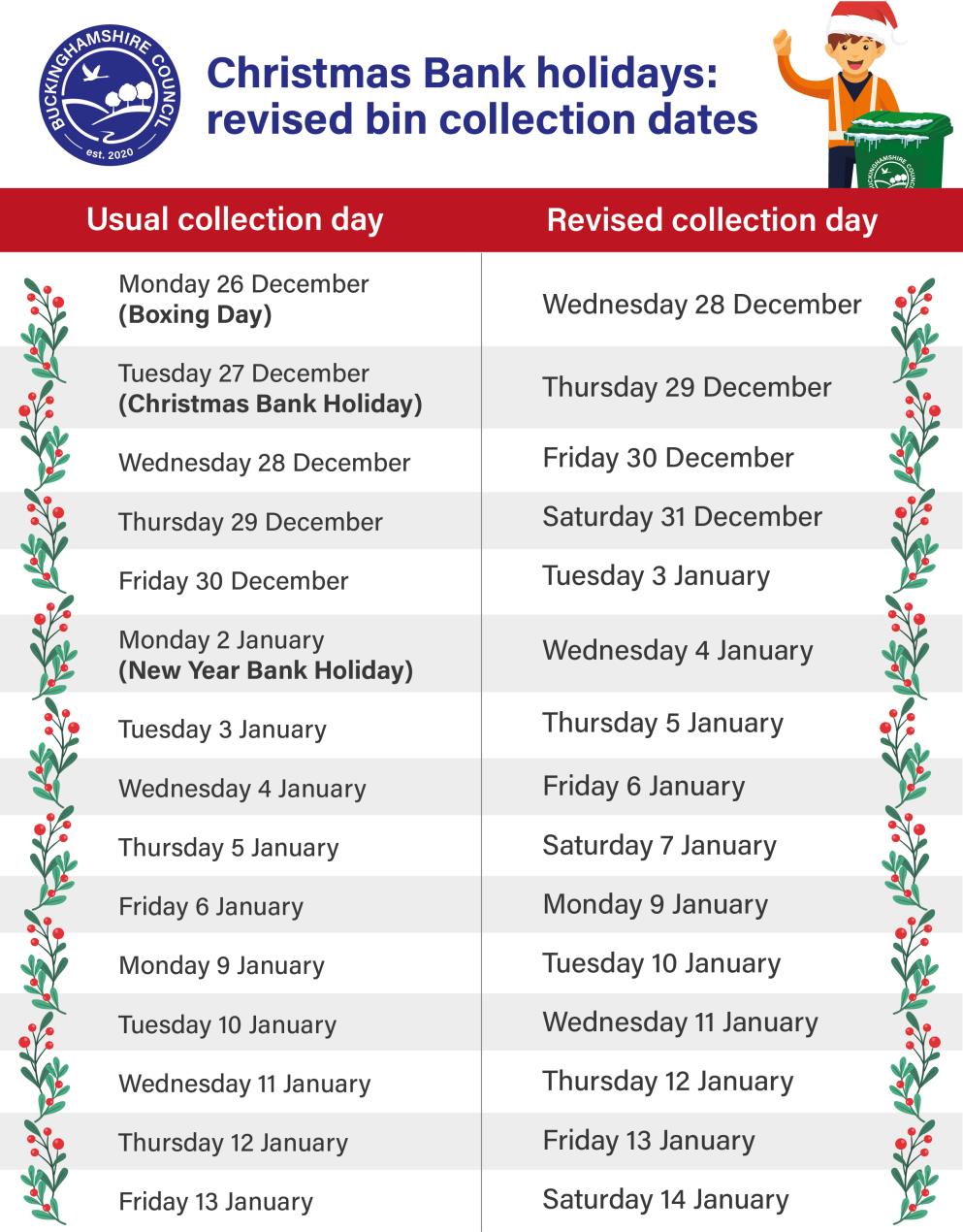 GD001253 christmas bin collection 2022 timetable-01
