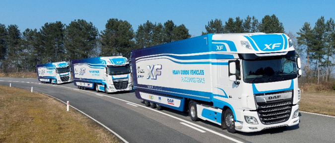 DAF XF Trucks Operating in a Platoon