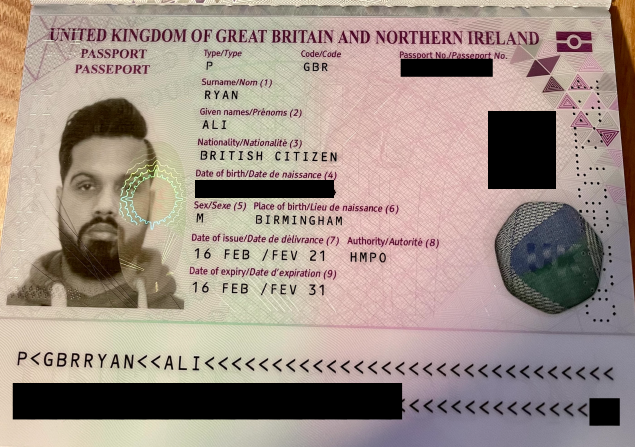 Redacted passport