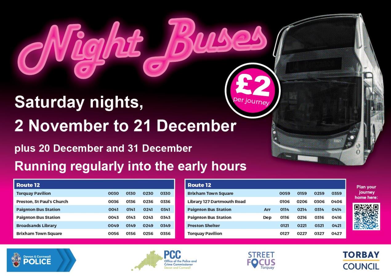 Torbay night bus - time table