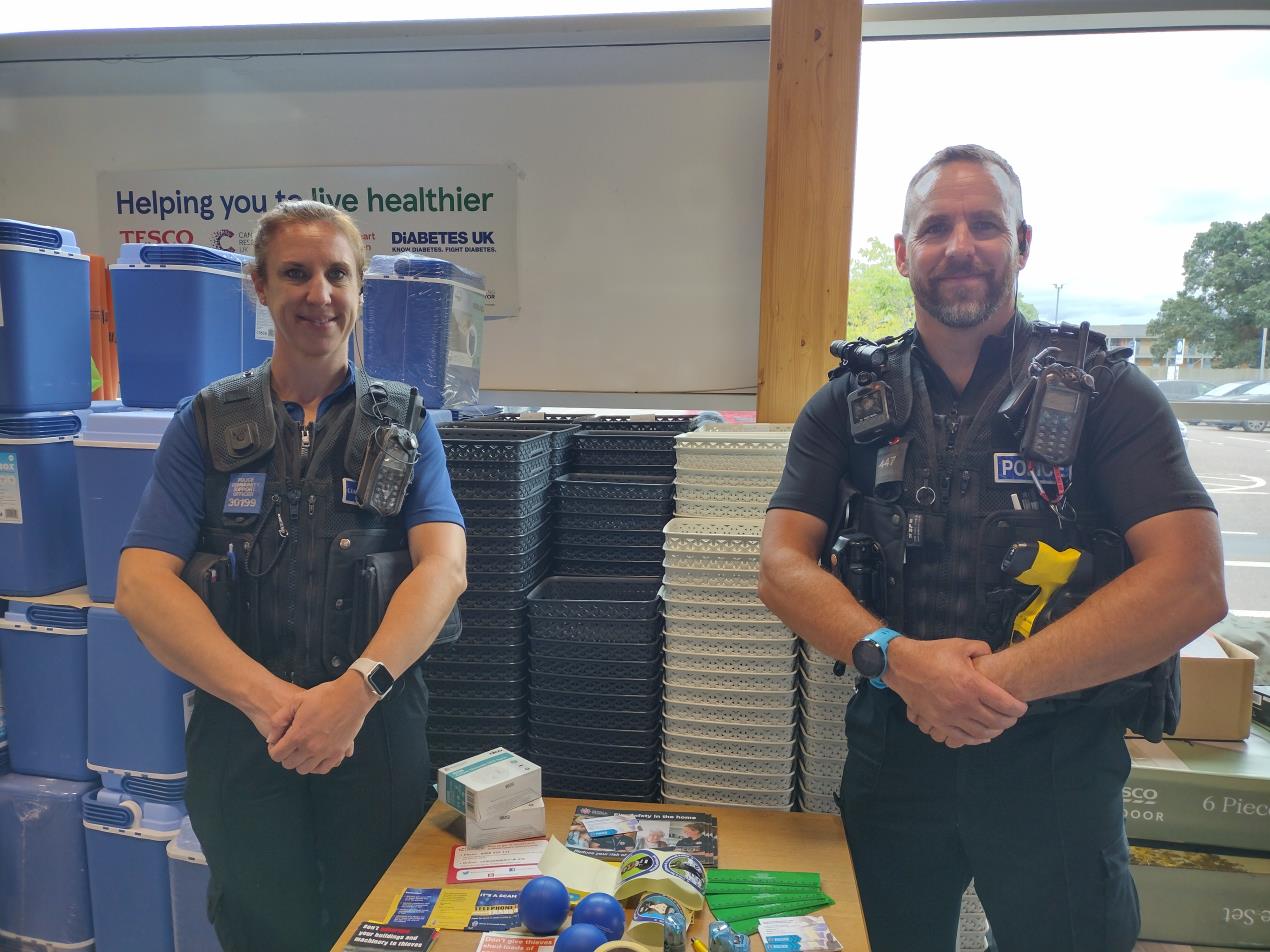 PCSO Carrie Morris and PC Tim Stoner Tesco Crediton