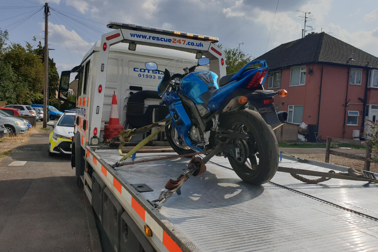 Motorbike seized in the Cotswolds