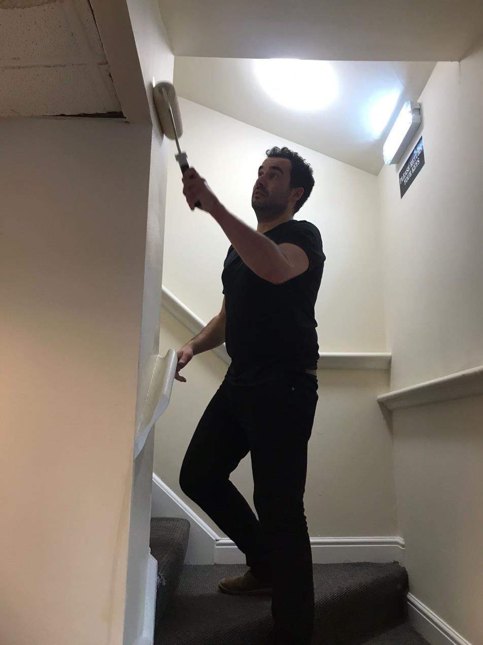 Ben Docherty painting at Falcon Support Services