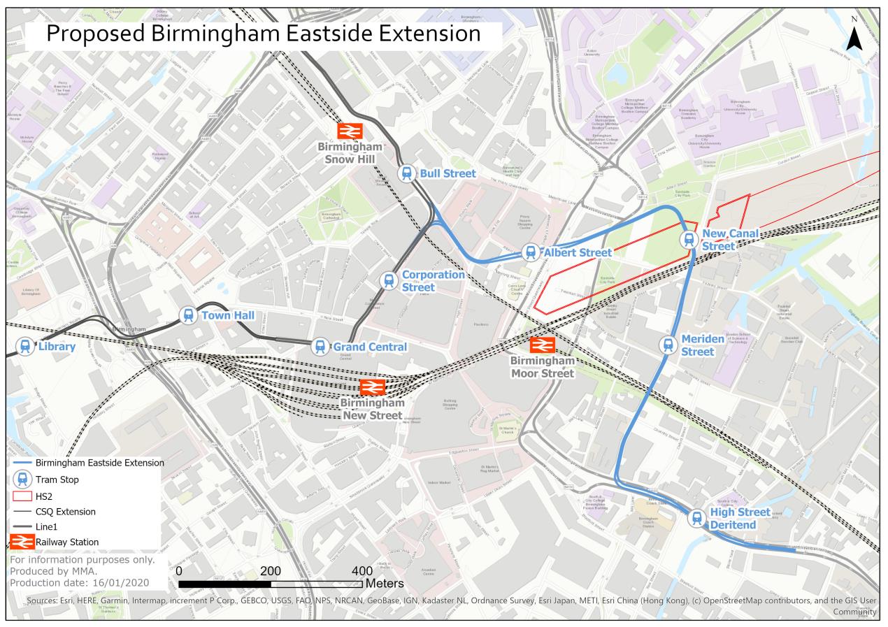 West Midlands Metro Map Wmca Board Set To Approve Birmingham Eastside Metro Extension - Transport  For West Midlands