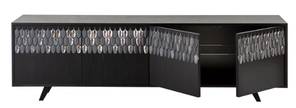 A black cabinet with a black doorAI-generated content may be incorrect.