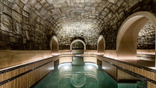A pool inside a buildingAI-generated content may be incorrect.