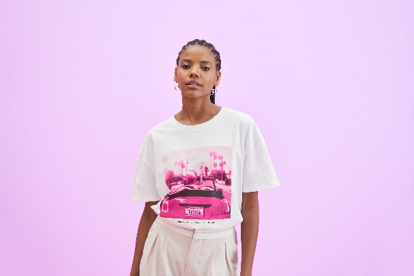 Stradivarius oversized barbie tee in white