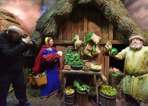 Woman and baby at grocer's