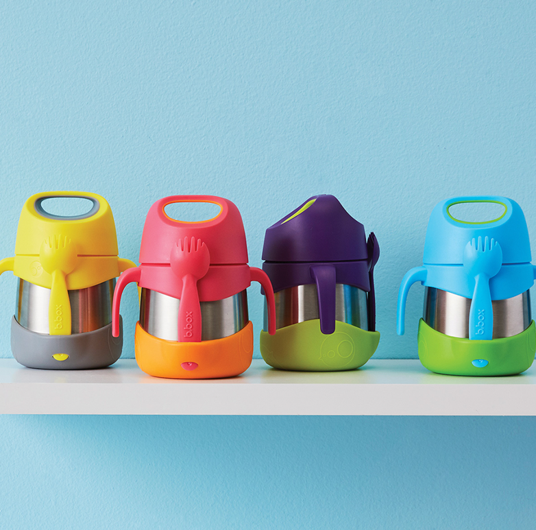 A group of colorful baby sippy cupsDescription automatically generated