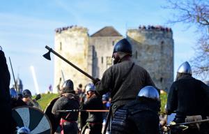 Warriors do battle at the Eye of York during JORVIK VIking Festival