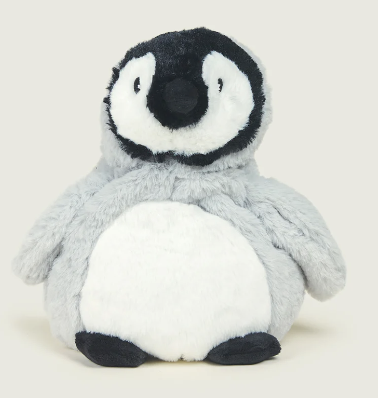 A stuffed animal penguin on a white backgroundDescription automatically generated