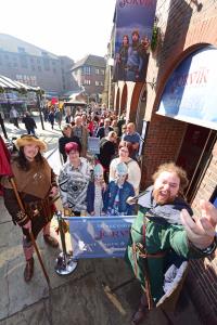 The Sampson family from Selby are the first visitors to the new JORVIK Viking Centre