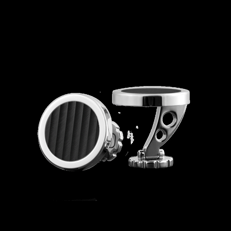 A pair of silver and black objectsDescription automatically generated