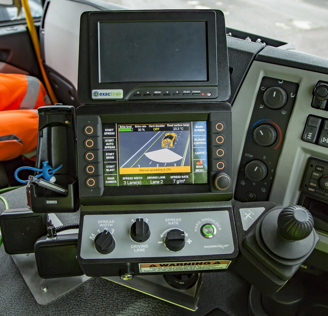 Inside new gritter cab