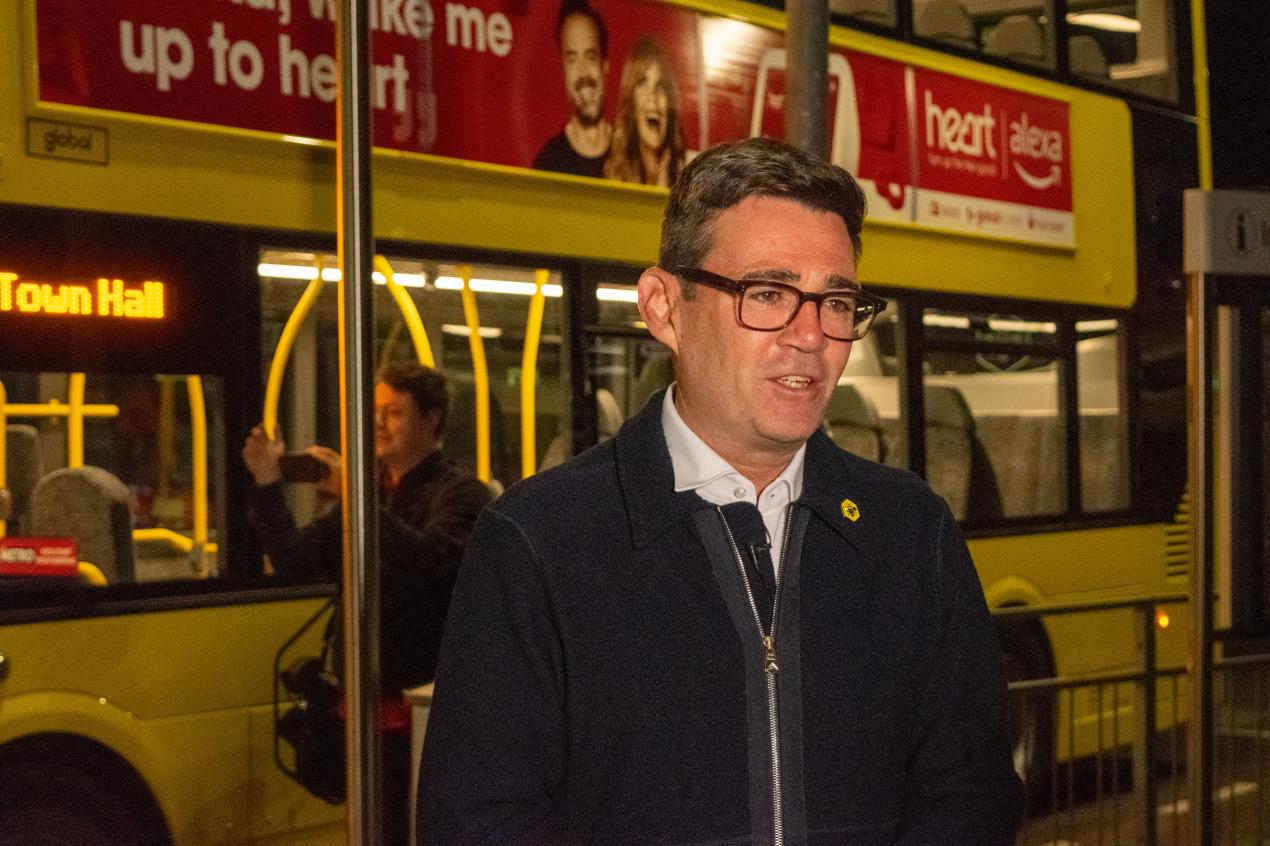 The Mayor, Andy Burnham at the launch of the Bee Network last year. 