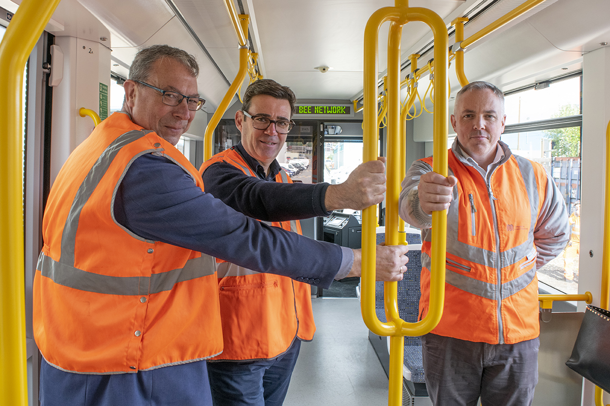 Graham, Andy, Danny inside the new tram