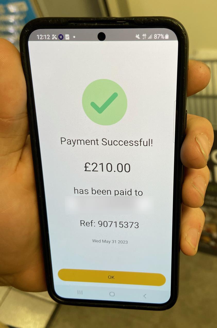 Cheltenham scam transaction message