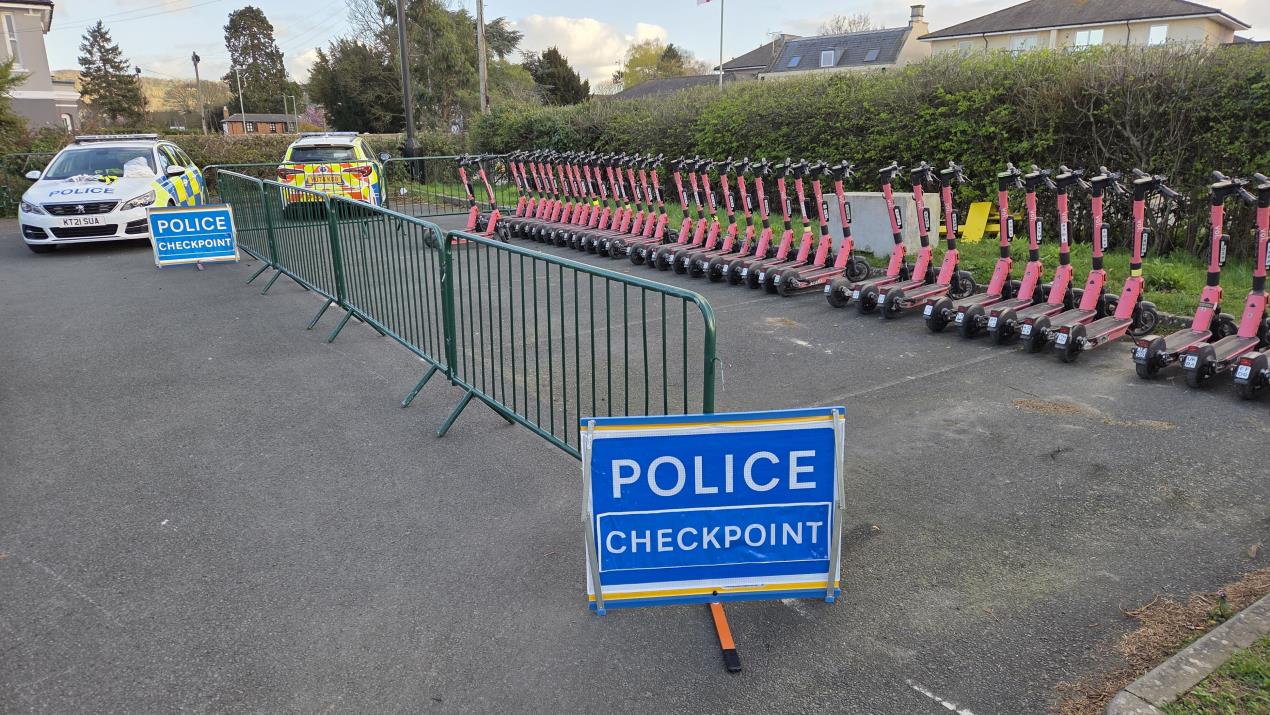 An e-scooter breath test check point