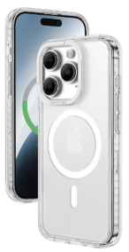 A white cell phone with two camerasDescription automatically generated